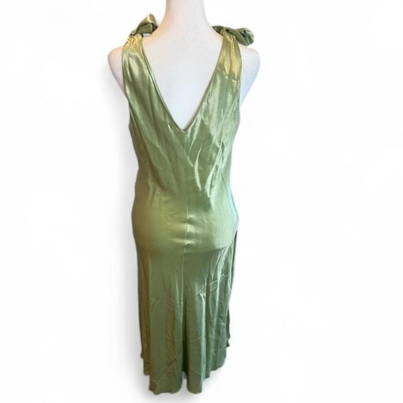 Vintage Studio Y Green V-Neck Sequin Cocktail Midi Dress Size 11 - Picture 3 of 8